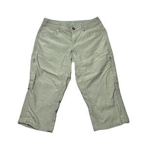 Kuhl Womens Size 2 Capri Pants Cargo Nylon Blend Zip Pockets Outdoor Khaki Green